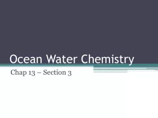 Ocean Water Chemistry