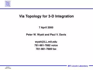 Via Topology for 3-D Integration
