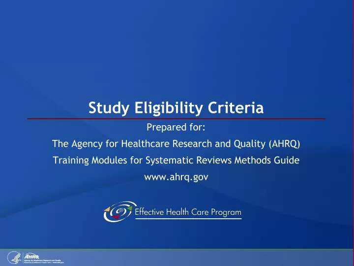 study eligibility criteria