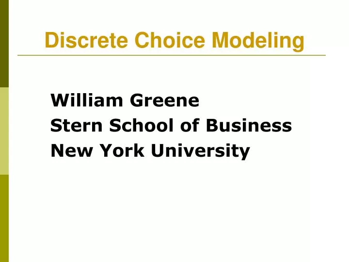 william greene stern school of business new york university