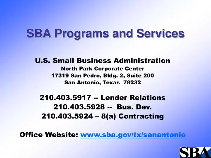 sba programs and services