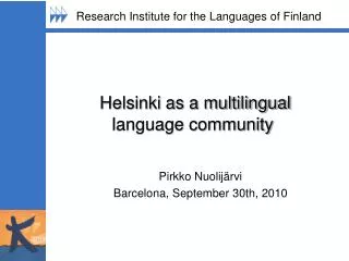 Helsinki as a multilingual language community