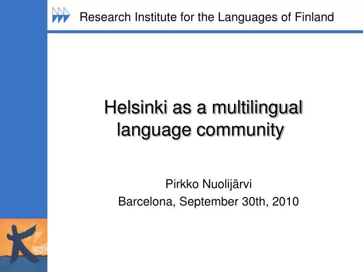 helsinki as a multilingual language community