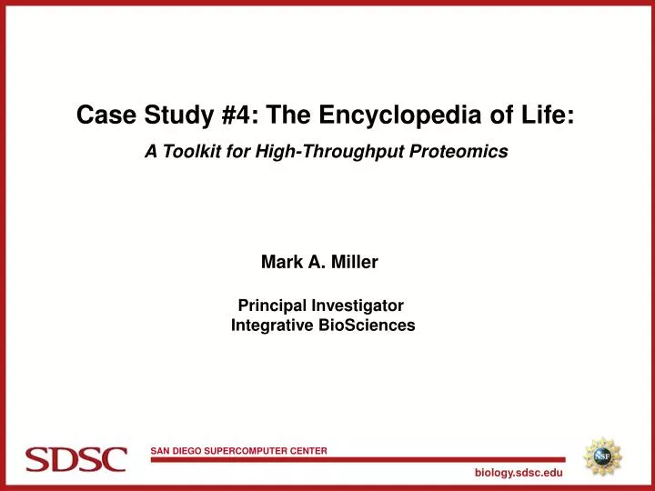 case study 4 the encyclopedia of life a toolkit for high throughput proteomics