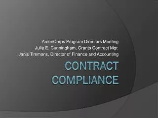CONTRACT COMPLIANCE