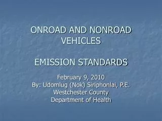 ONROAD AND NONROAD VEHICLES EMISSION STANDARDS