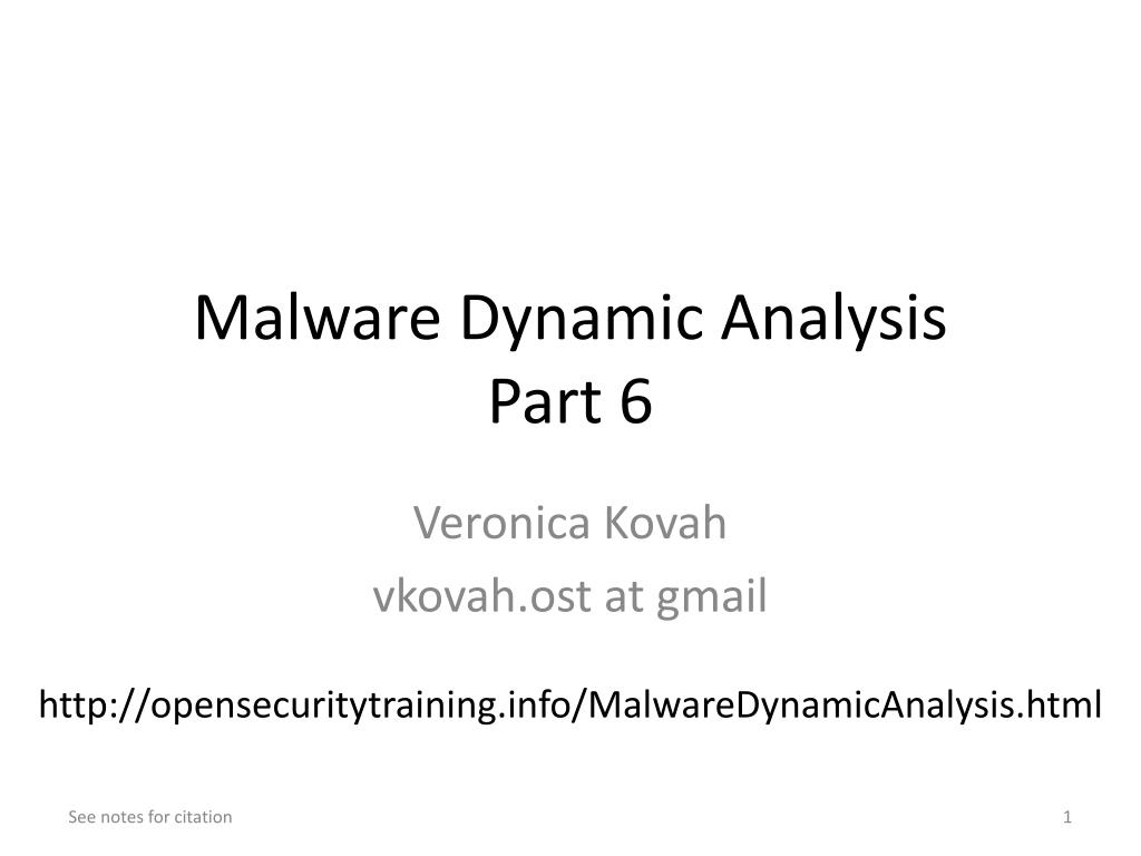 PPT - Malware Dynamic Analysis Part 6 PowerPoint Presentation, free ...