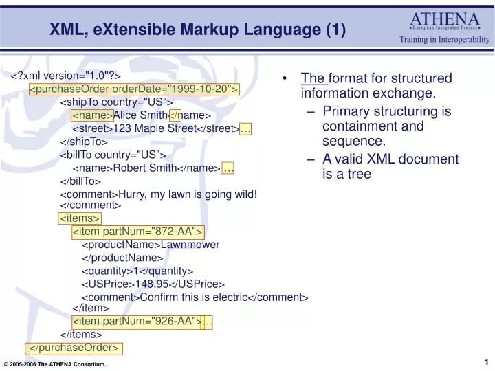 xml extensible markup language 1