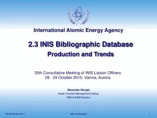 2.3 INIS Bibliographic Database Production and Trends