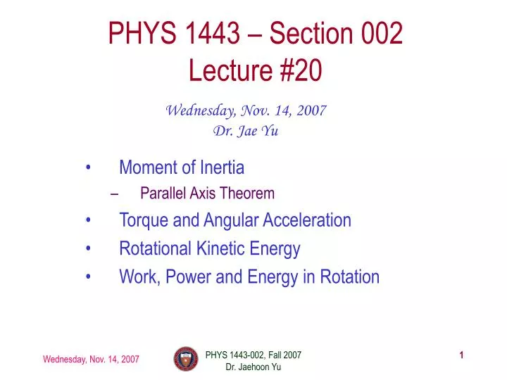 phys 1443 section 002 lecture 20