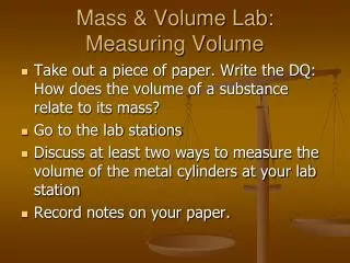 Mass &amp; Volume Lab: Measuring Volume