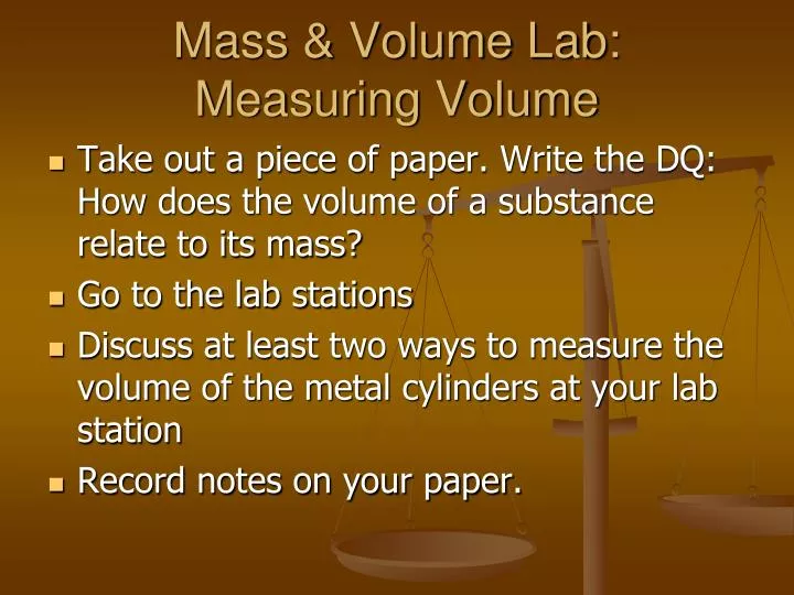 mass volume lab measuring volume