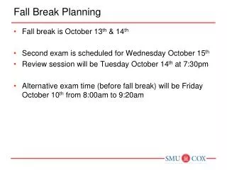 Fall Break Planning