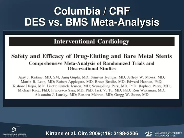 columbia crf des vs bms meta analysis