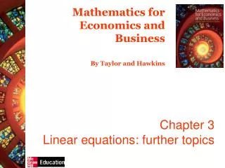 Chapter 3 Linear equations: further topics