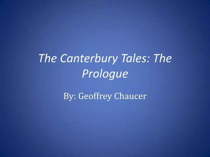 the canterbury tales the prologue