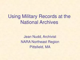 Using Military Records at the National Archives