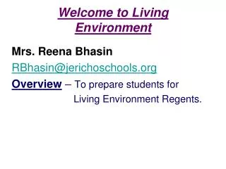 Welcome to Living Environment