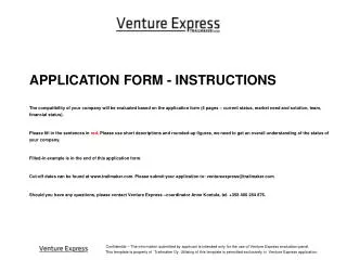 APPLICATION FORM - INSTRUCTIONS