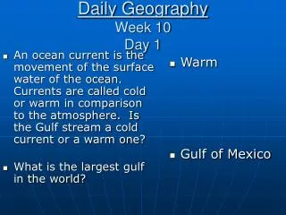 Daily Geography Week 10 Day 1