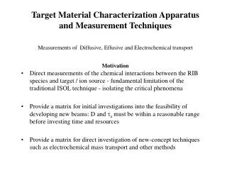 Target Material Characterization Apparatus Measurement Technique
