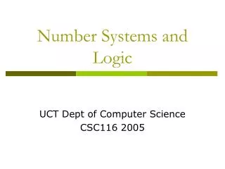 Number Systems and Logic