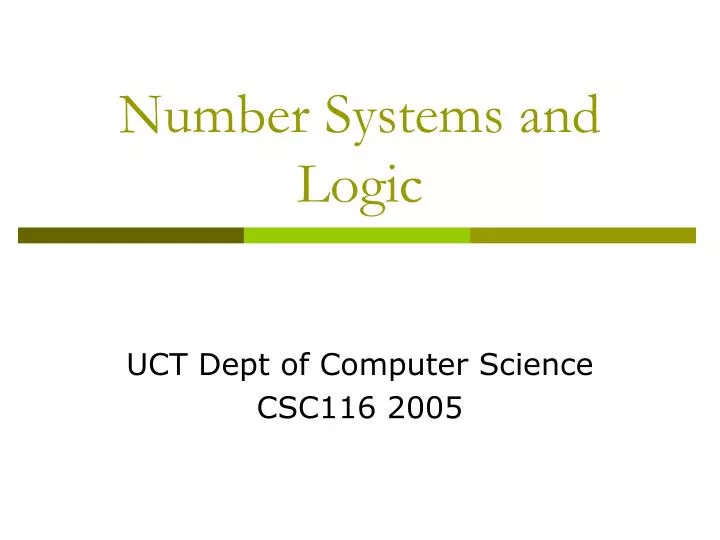 number systems and logic