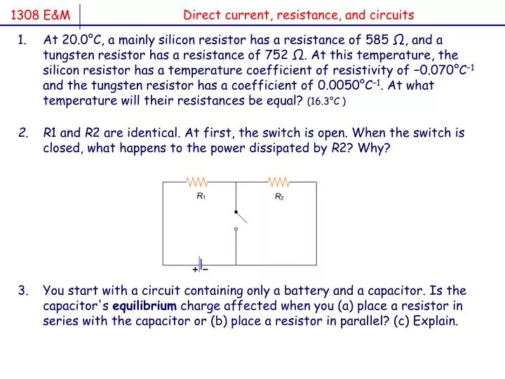direct current resistance and circuits