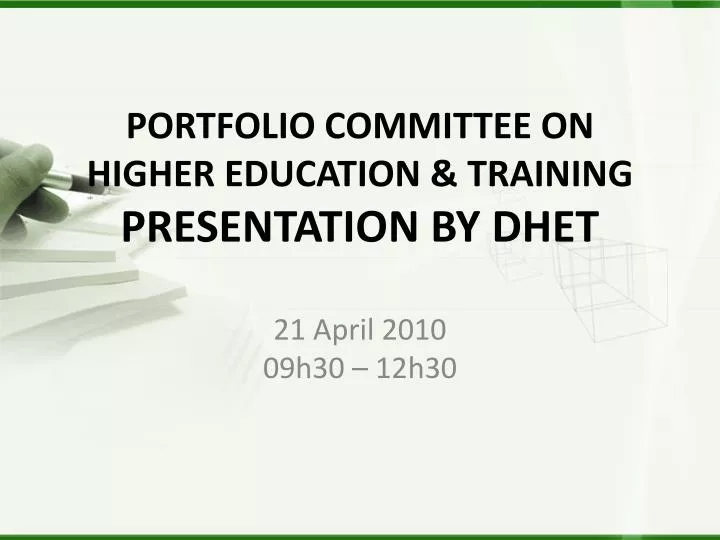 portfolio committee on higher education training presentation by dhet