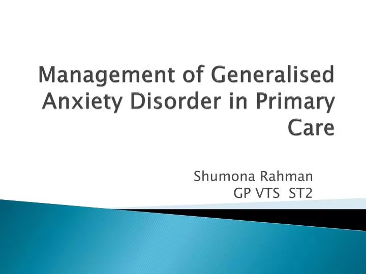 management of generalised anxiety disorder in primary care