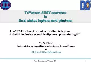 TeVatron SUSY searches in final states leptons and photons
