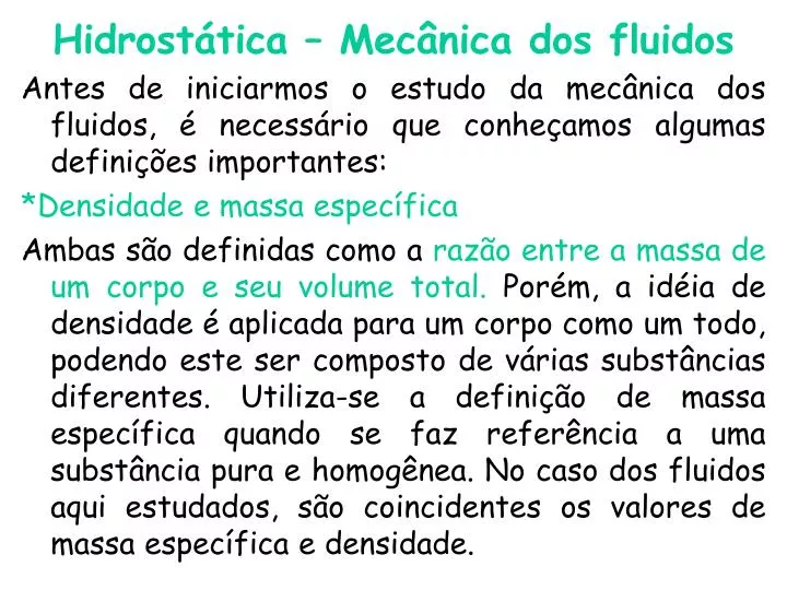 hidrost tica mec nica dos fluidos