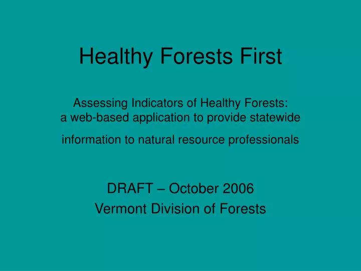 draft october 2006 vermont division of forests