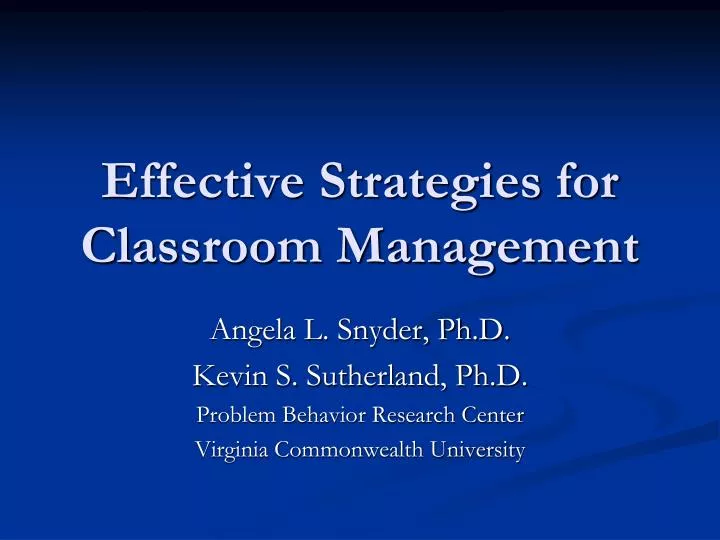 effective strategies for classroom management