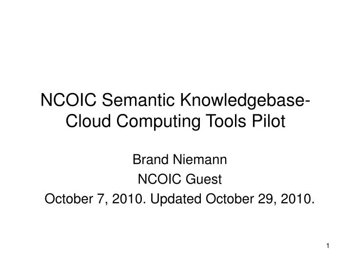 ncoic semantic knowledgebase cloud computing tools pilot