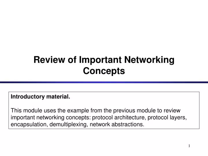 review of important networking concepts