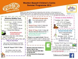 Wiltshire Wildlife Trust Summer activities at the Centre