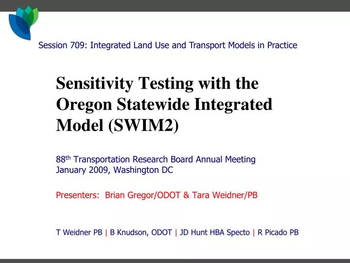 sensitivity testing with the oregon statewide integrated model swim2