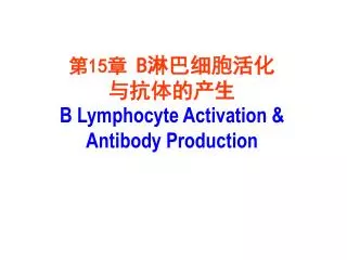 第 15 章 B 淋巴细胞活化 与抗体的产生 B Lymphocyte Activation &amp; Antibody Production