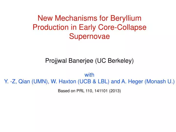 new mechanisms for beryllium production in early core collapse supernovae