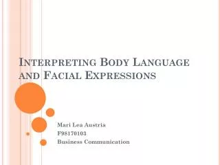 Interpreting Body Language and Facial Expressions