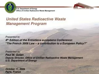 United States Radioactive Waste Management Program