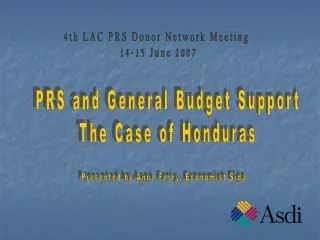 4th LAC PRS Donor Network Meeting 14-15 June 2007
