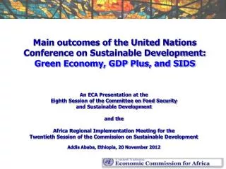 An ECA Presentation at the Eighth Session of the Committee on Food Security