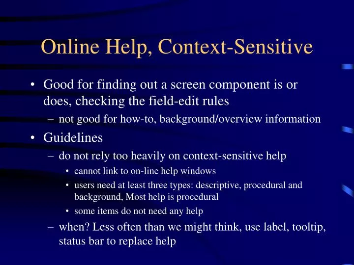 online help context sensitive