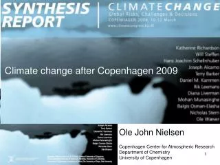 Ole John Nielsen Copenhagen Center for Atmospheric Research Department of Chemistry