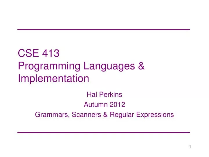 cse 413 programming languages implementation