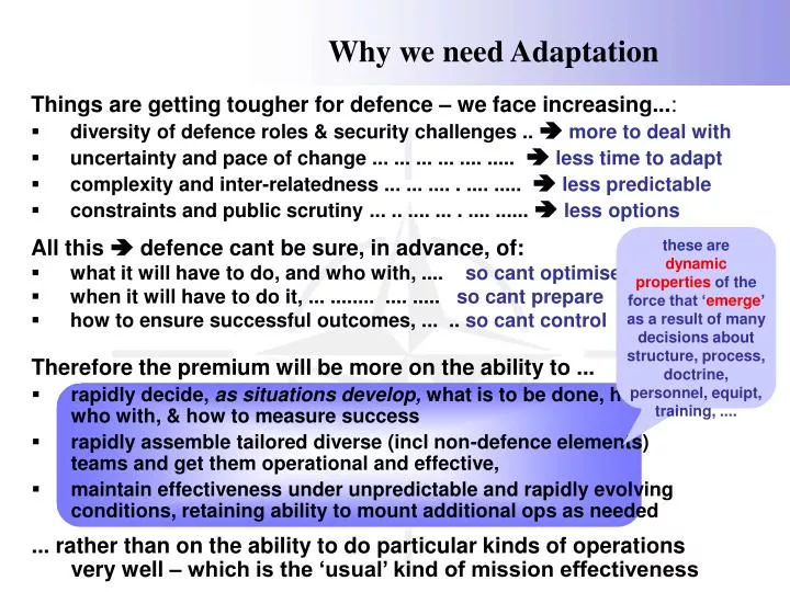 why we need adaptation