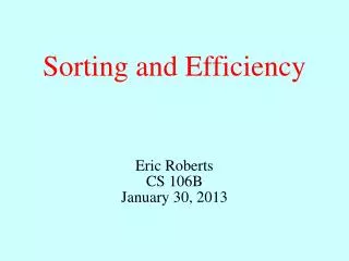Sorting and Efficiency