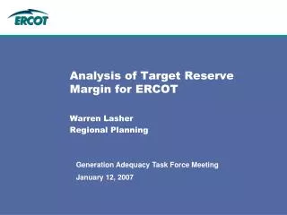 Analysis of Target Reserve Margin for ERCOT